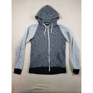 21 Men Sweater Mens Small Gray Colorblock Long Sleeve Full Zip Hoodie Pockets